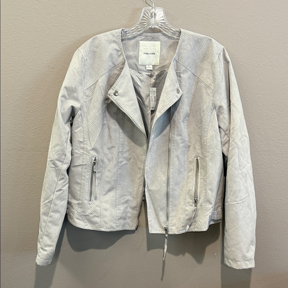 Maurices Light Gray Leather Jacket